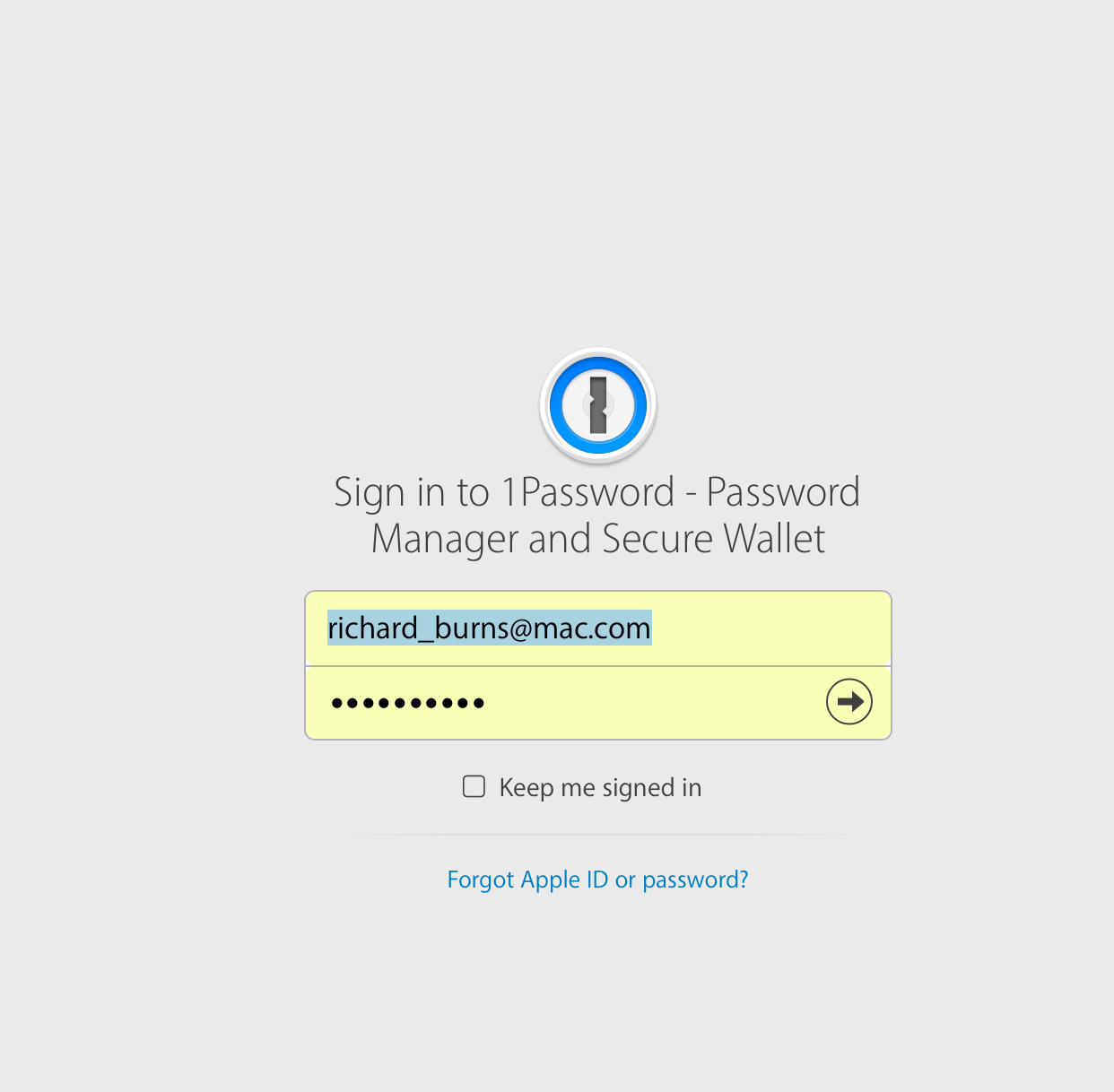 Cloudkit login page used to setup icloud sync in 1password for mac